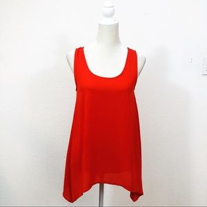 Daniel Rainn Flowy Sheer Tomato Red Tank Top XS